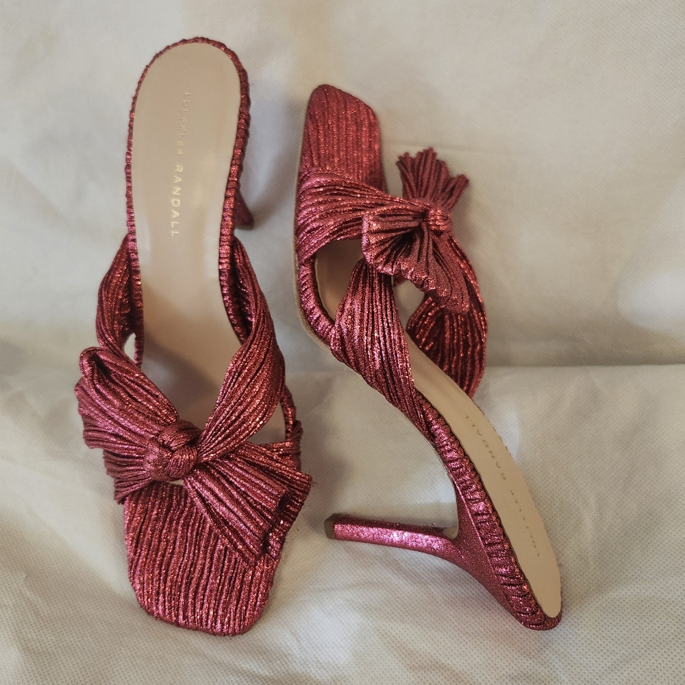 SOLD!!Loeffler RandallClaudia Pleated Skinny-Heel Mules in Fuschia Sz 11.5 - Picture 3 of 7